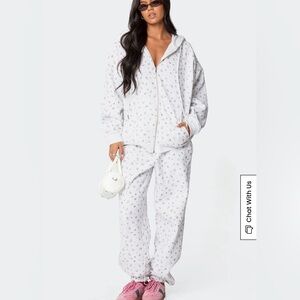 Edikted Cream Floral Sweatpants